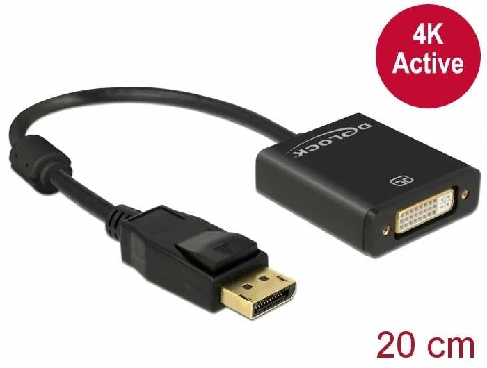 DELOCK Adaptorcable DisplayPort 1.2 kištukas > DVI 24+5 lizdas juodas 4K Active