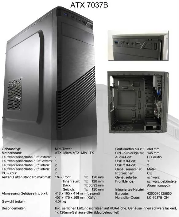 Midi LC-Power LC-7037B-ON
