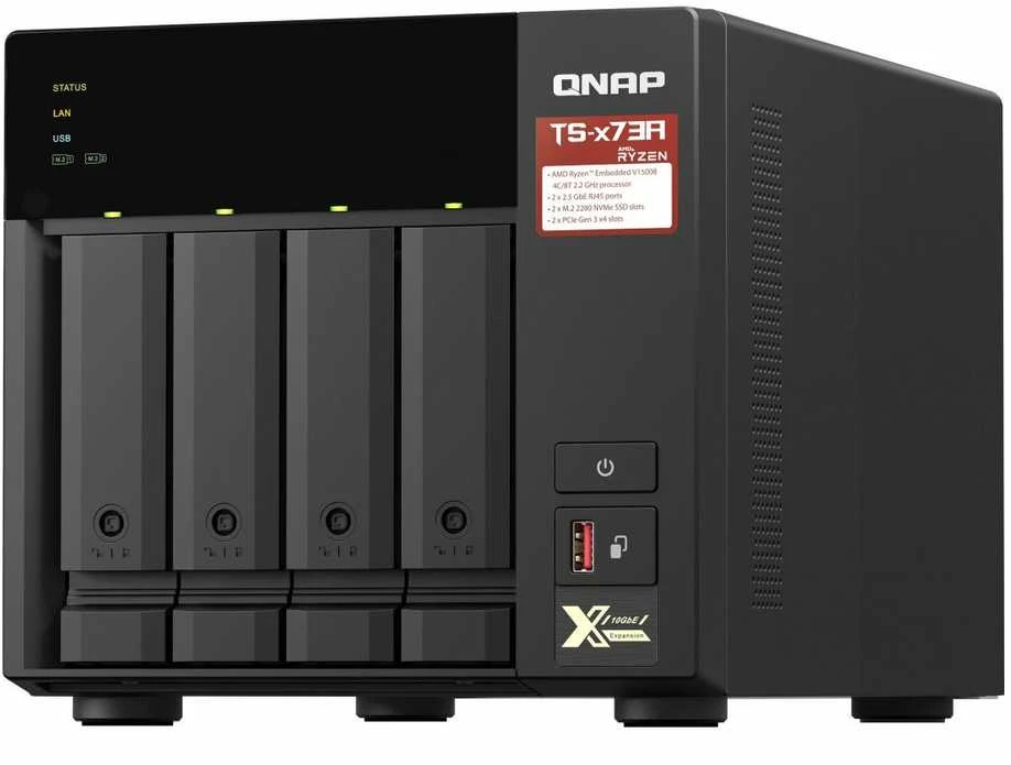 Serveris QNAP | 4 lizdų QTS ir QuTS hero NAS | TS-473A-8G | Iki 4 HDD/SSD su karšto keitimo funkcija | AMD Ryzen | Ryzen V1500B keturių branduolių | Procesoriaus dažnis 2,2 GHz | 8 GB | DDR4