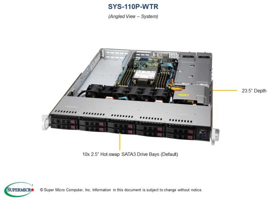 Super Micro Computer Serveris „SuperMicro“ serverio sistema 1U SATA/SYS-110P-WTR „Supermicro“
