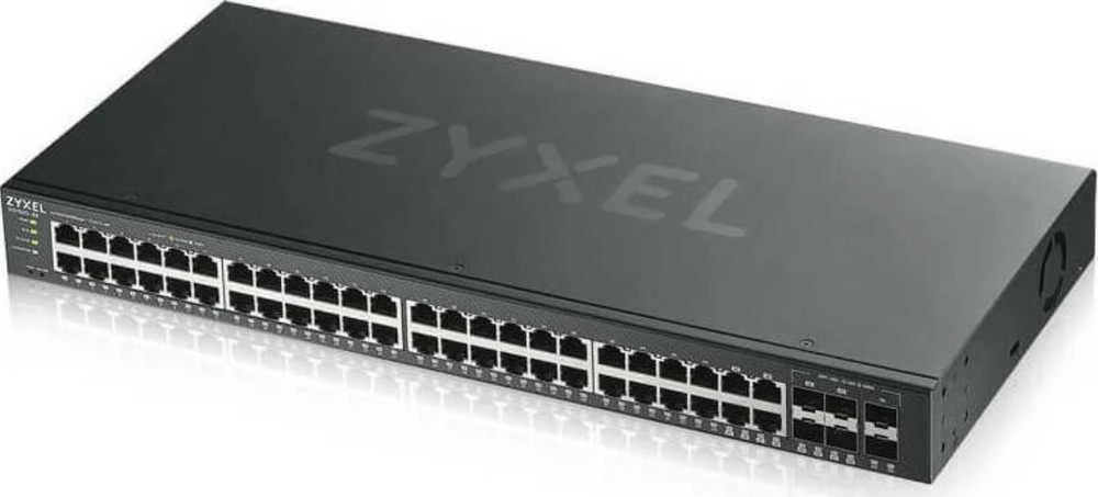 Šakotuvas ZYXEL GS1920-48V2, 50 prievadų išmanusis valdomas komutatorius, 48 gigabitų varinis ir 4 gigabitų dviejų asmenų, hibridinis režimas, autonominis arba „Nebulaflex“ debesis (5 metų garantija)