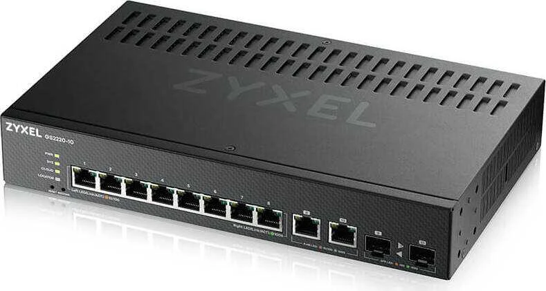 Šakotuvas ZYXEL GS2220-10, ES REGIONAS, 8 PRIEVADŲ GBE L2 KOMUTATORIUS SU GBE UPLINK (1 METŲ NCC PRO PACK LICENCIJA) (5 METŲ GARANTIJA)