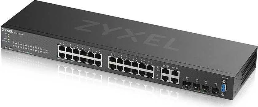 Šakotuvas ZYXEL GS2220-28, ES REGIONAS, 24 PRIEVADŲ GBE L2 KOMUTATORIUS SU GBE UPLINK (1 METŲ NCC PRO PACK LICENCIJA) (5 METŲ GARANTIJA)