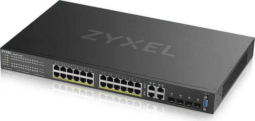 Šakotuvas ZYXEL GS2220-28HP, ES REGIONAS, 24 PRIEVADŲ GBE L2 POE KOMUTATORIUS SU GBE UPLINK (1 METŲ NCC PRO PACK LICENCIJA) (5 METŲ GARANTIJA)