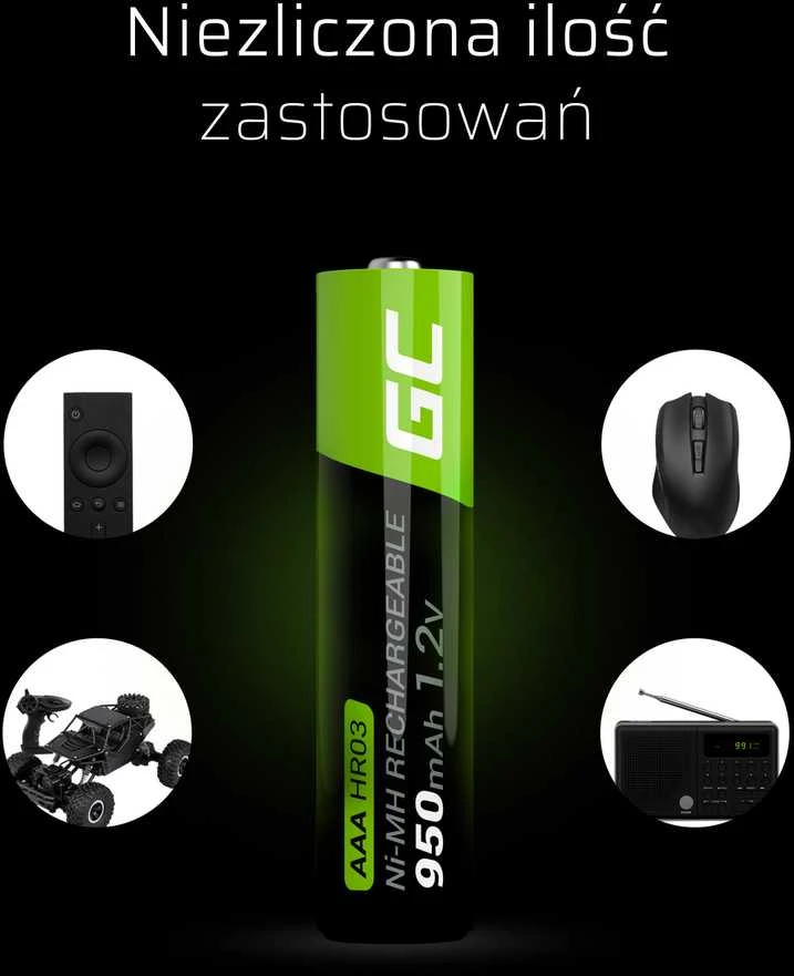 Green Cell AAA baterija su panaudojimo pavyzdžiais