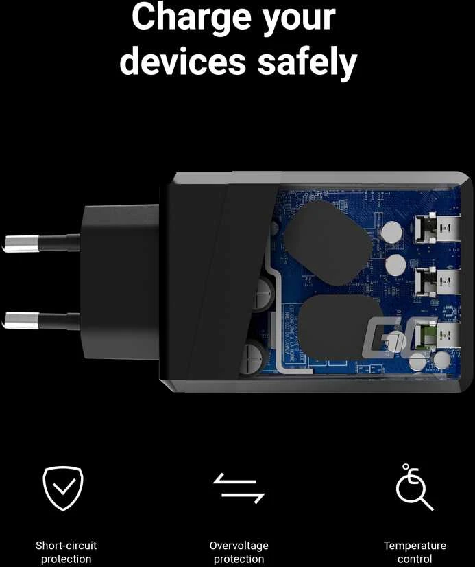 Green Cell Žalias Cell GREENCELL ChargeSource 3 3xUSB 30W sieninis adapteris Ultra Charge ir Smart Charge