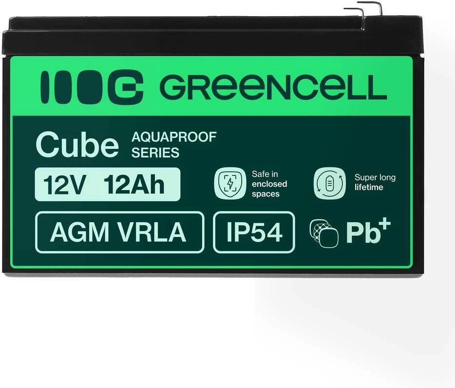 Green Cell Žalias Cell Greencell AGM VRLA 12V 12Ah nereikalaujanti priežiūros baterija kasos aparatams, žaislams, fotoaparatams (152x99x100mm)