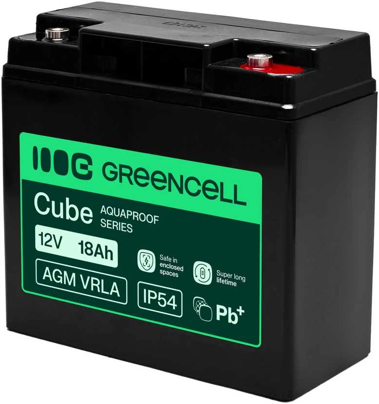 Green Cell Žalias Cell Greencell AGM VRLA 12 V 18 Ah nereikalaujanti priežiūros baterija kasos aparatams, žaislams, fotoaparatams (181 x 77 x 167 mm)