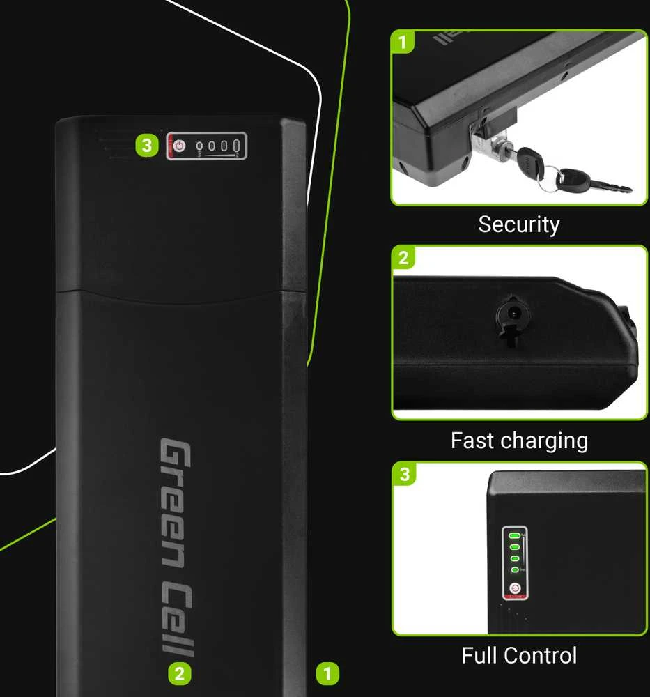 Green Cell „Žalias Cell“ Žalias „Cell“ baterija 13Ah (312Wh) elektriniams dviračiams