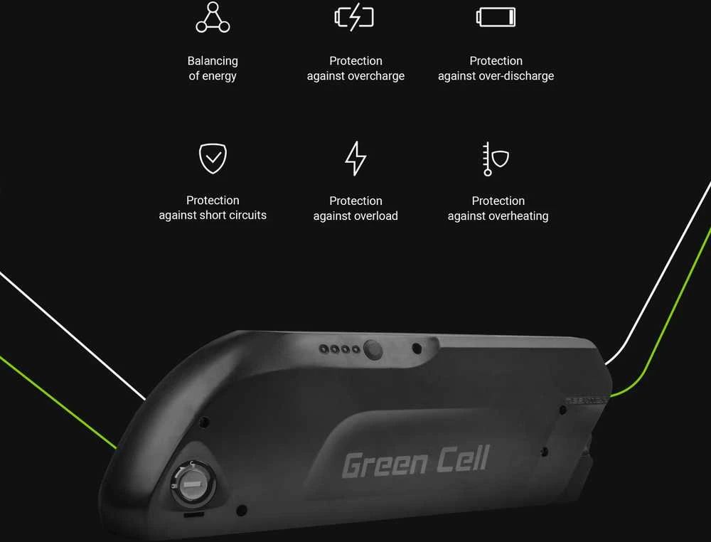 Green Cell Žalias Cell Žalioji Cell® El Dviračių Baterija 36V 13Ah Elektrinis dviratis Li-Ion žemyn vamzdis su krovikliu
