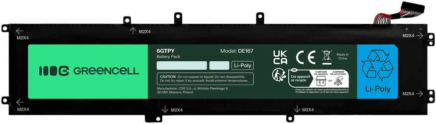 Green Cell „Žalias Cell Greencell“ baterija, skirtas „Dell 6GTPY GPM03“ „Dell Precision 5530 5520 5540 XPS15“