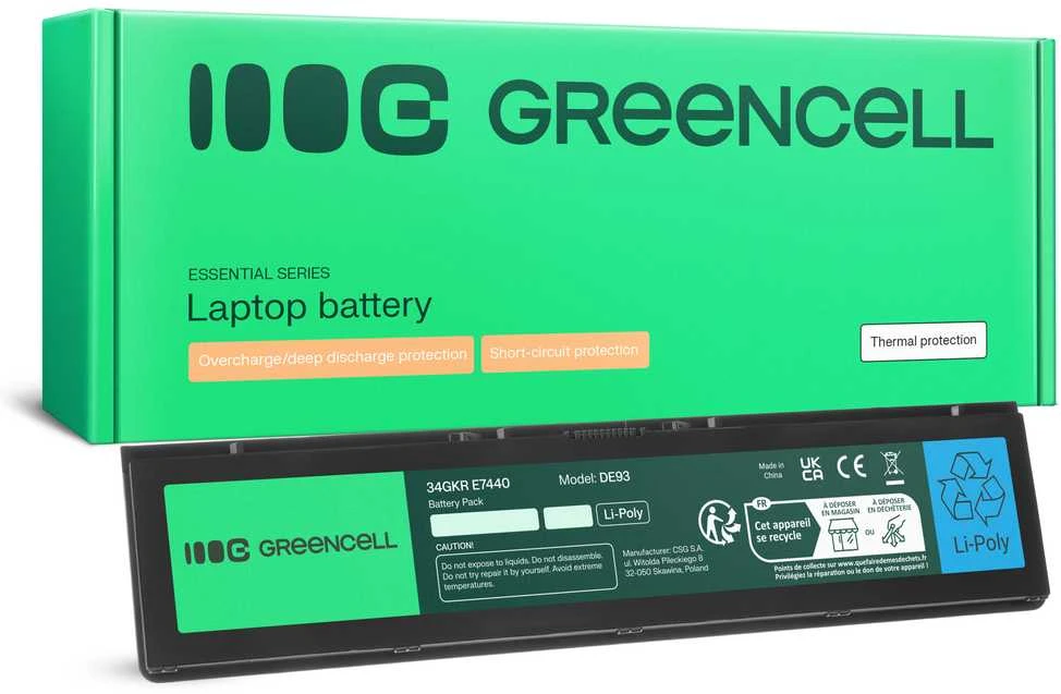 Green Cell Žalias Cell Baterija Žalias Cell 34GKR F38HT skirta Dell Latitude E7440 E7450 7.4V