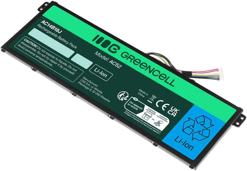 Green Cell Žalias Cell GREENCELL AC52 Baterija Žalias Cell AC14B8K AC14B18J skirta Acer Aspire E 11 ES1-111M ES1-131 E 15 E