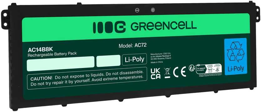 Green Cell Žalias Cell GREENCELL Baterija AC14B3K AC14B8K, skirta Acer Aspire 5 A515 A517 R15 R5-571T Spin 3 SP315-51 SP513-51 Swift 3 SF314-52