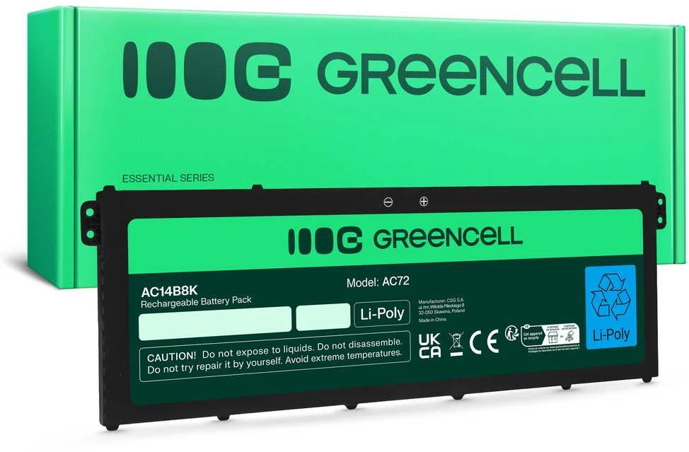 Green Cell Žalias Cell GREENCELL Baterija AC14B3K AC14B8K, skirta Acer Aspire 5 A515 A517 R15 R5-571T Spin 3 SP315-51 SP513-51 Swift 3 SF314-52