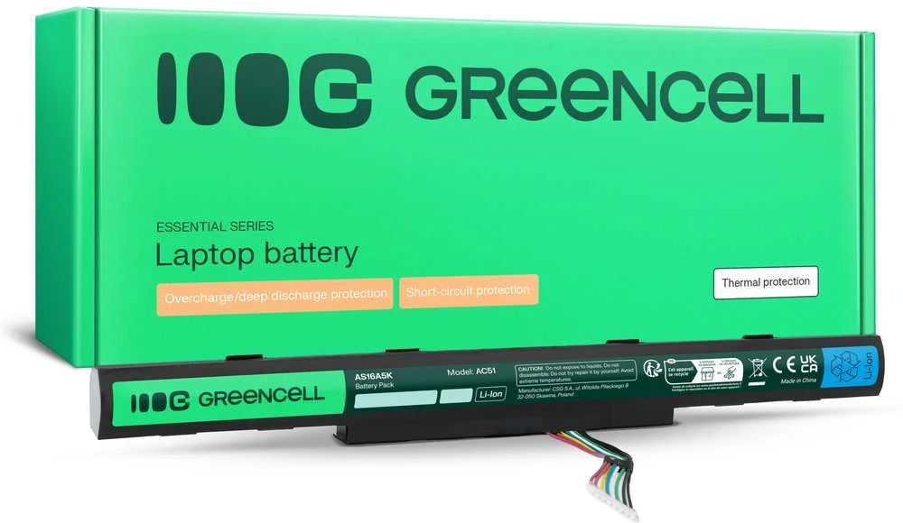 Green Cell Žalias Cell GREENCELL AC51 Baterija Žalias Cell AS16A5K skirta Acer Aspire E 15 E15 E5-575 E5-575G E 17 E17 E5-7
