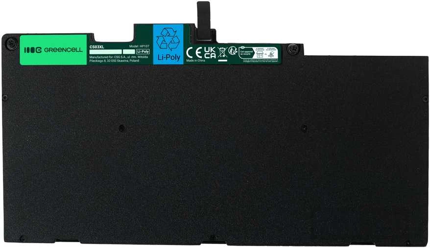 GREENCELL HP107 Baterija Žalias Cell CS03XL, skirta HP EliteBook 745 G3 755 G3 840 G3 848 G3 850 G3