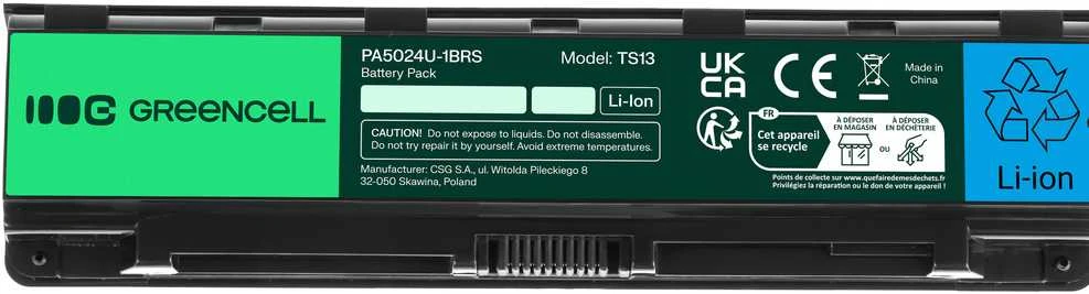 Green Cell Žalias Cell GREENCELL TS13 Baterija Žalias Cell PA5024U-1BRS skirta Toshiba Satellite C850 C850D C855 C870 C875