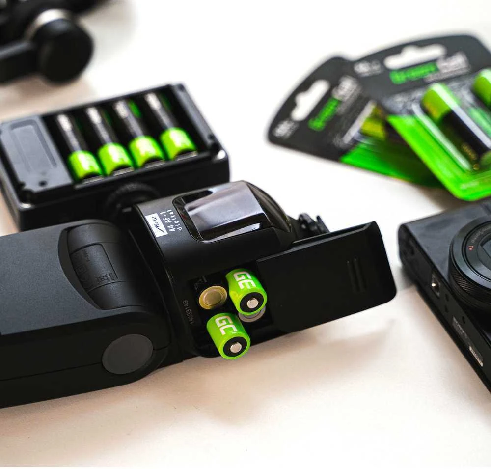 Žalias Cell Baterijos Įkraunamos baterijos Pirštai 4x AA R6 2600mAh
