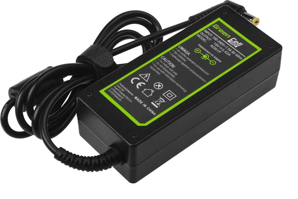 Green Cell Žalias Cell GREENCELL AD01P Žalias Cell PRO įkroviklis / kintamosios srovės adapteris, skirtas Acer 60W 19V 3,42A 5,5–1,7 mm