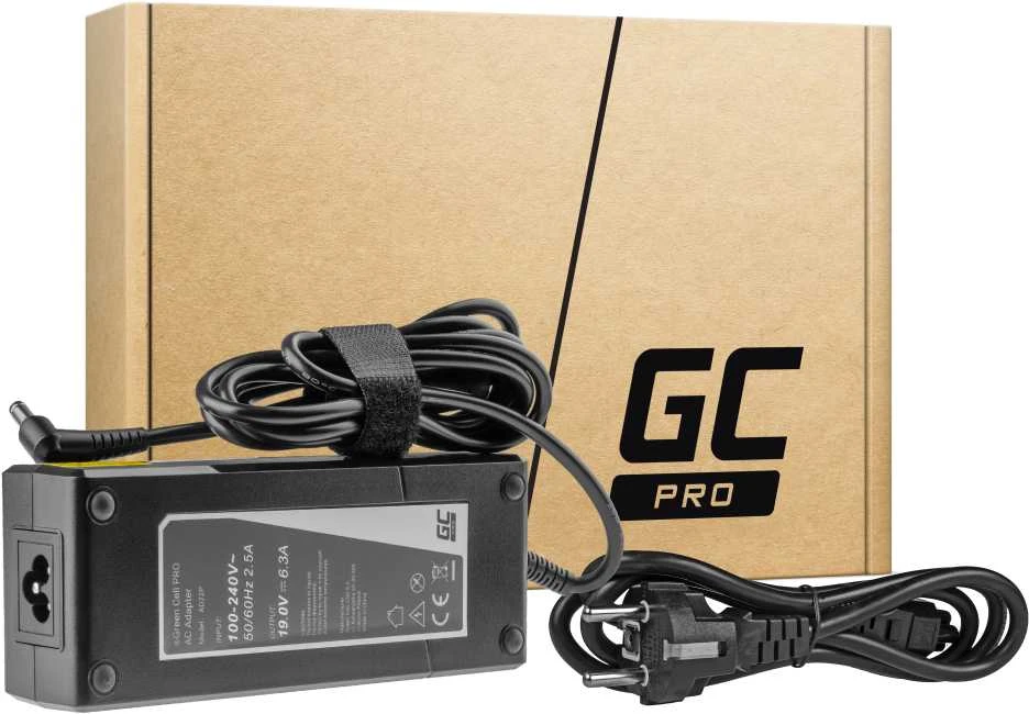 Žalias Cell GREENCELL AD22P maitinimo įkroviklis Žalias Cell PRO 19V 6.3A 120W, skirtas Asus G56 G60 K73 K73S K73S