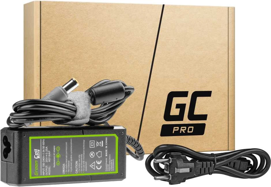 GREENCELL AD16AP įkroviklis / kintamosios srovės adapteris Žalias Cell for Lenovo 20V 3.25A 65W 7.7-5.5mm