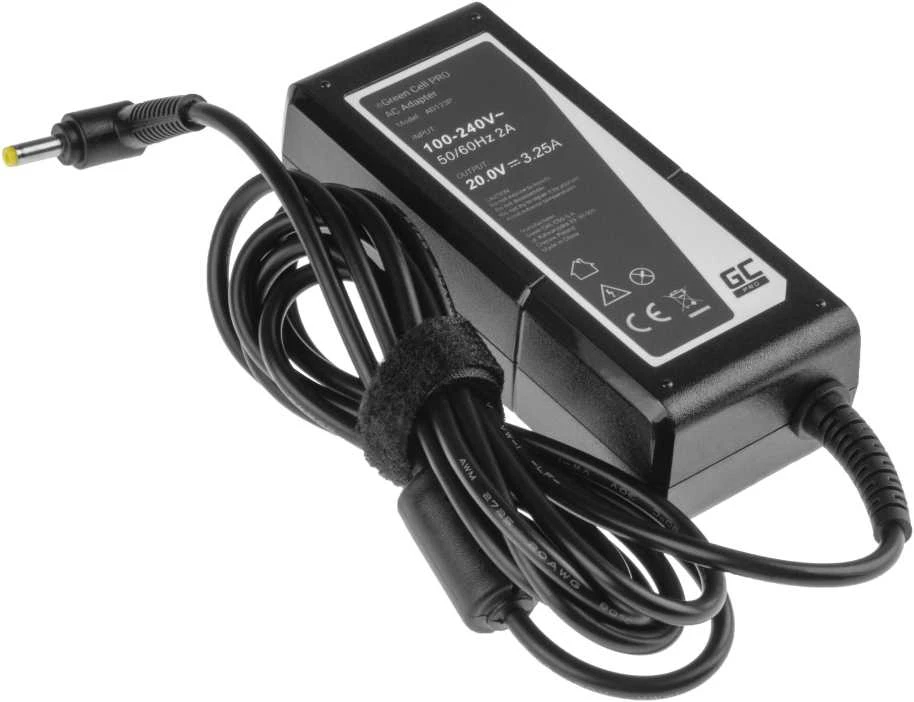GREENCELL AD123P Žalias Cell PRO įkroviklis / kintamosios srovės adapteris, skirtas Lenovo 65W / 20V 3.25A / 4.0mm-1.7mm