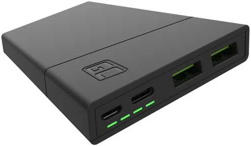 Išorinė baterija „Žalias Cell GC PowerPlay10S“ 10000mAh su greito įkrovimo funkcija: 2 USB „Ultra Charge“ ir 2 USB-C PD 18W
