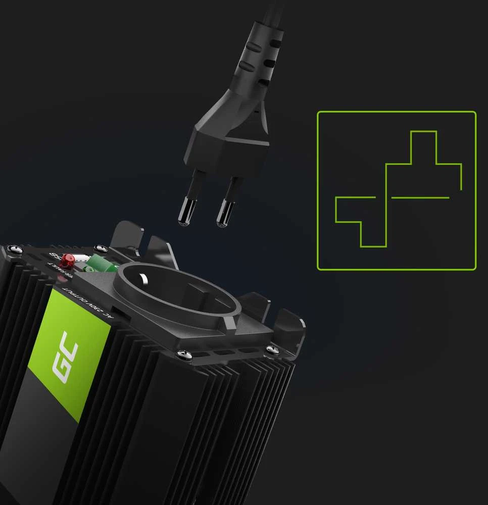 Green Cell Žalias Cell Žalias Cell® automobilio maitinimo keitiklio keitiklis nuo 24 V iki 230 V 500 W / 1000 W su USB