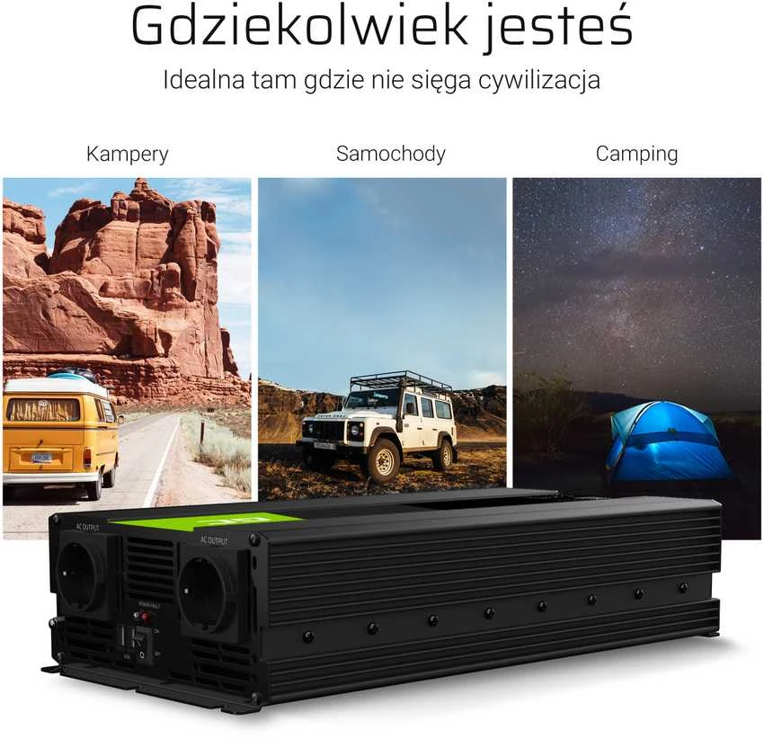Green Cell Žalias Cell Inverteris 12V/230V 2000W/4000W Sinusinė išėjimo įtampa Žalias Cell