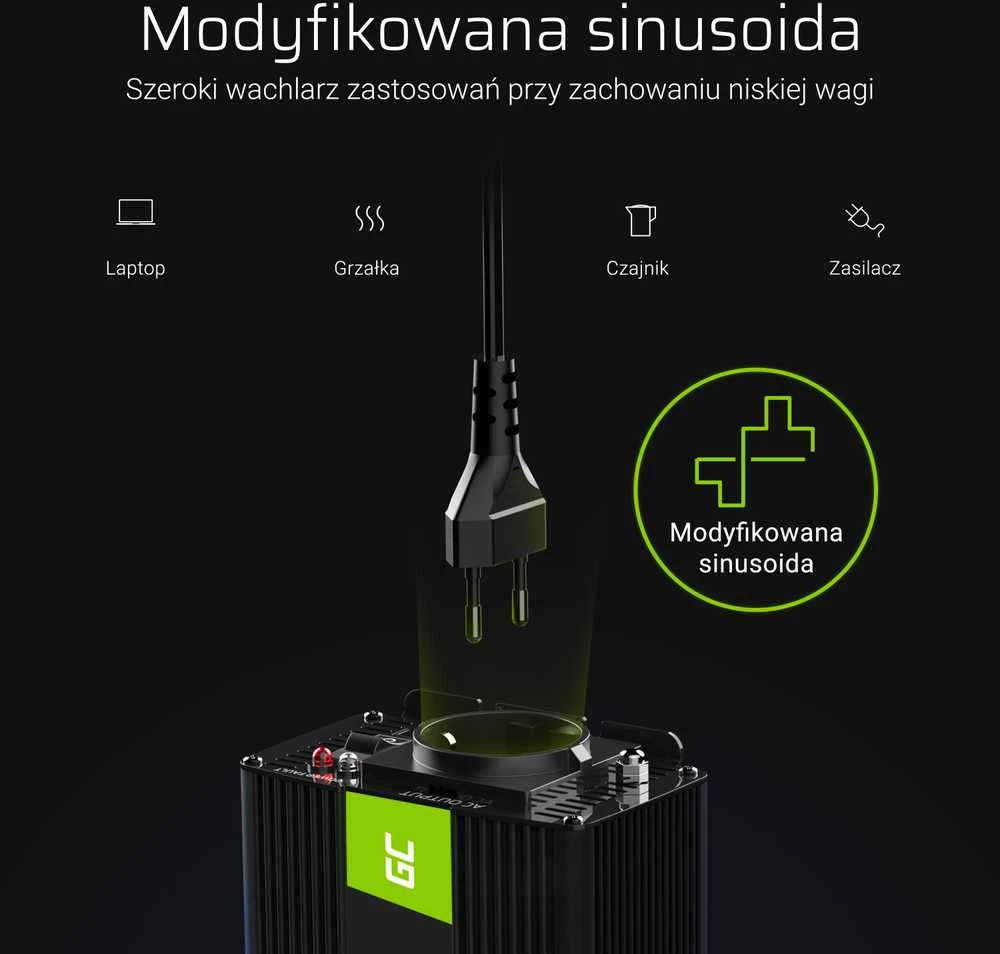Green Cell Žalias Cell Automobilinis įtampos keitiklis Žalias Cell ® 12V do 220V, 1000W/2000W