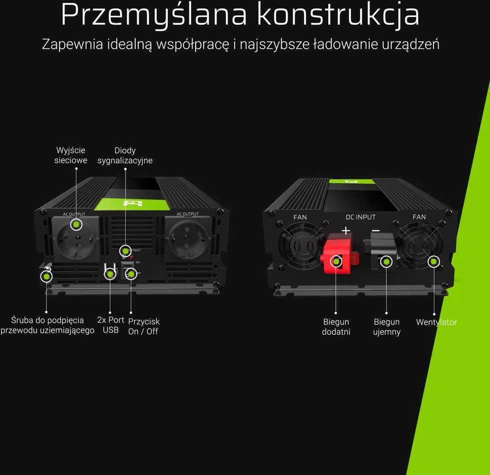 Green Cell Žalias Cell Inverteris 12V/220V 3000W/6000W Modifikuota sinusinė išėjimo įtampa Žalias Cell