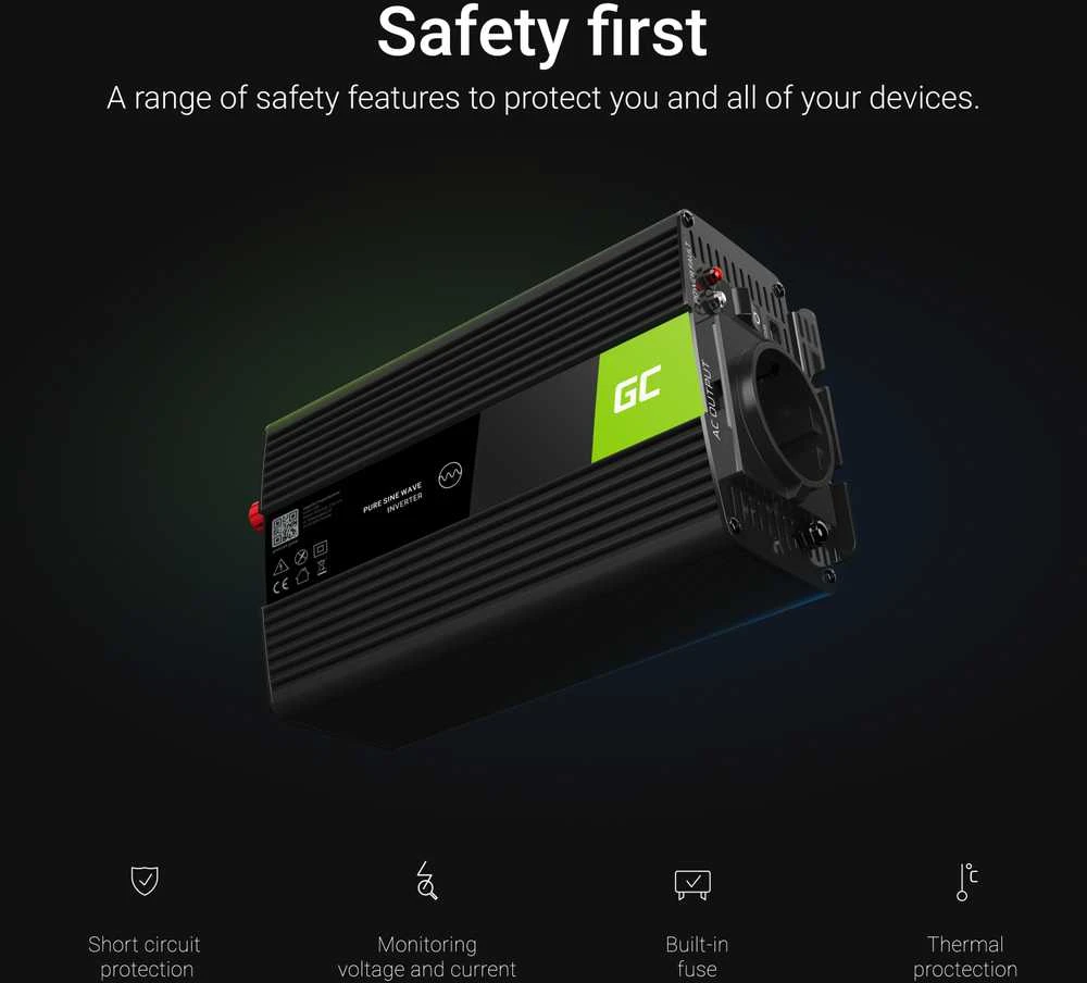Green Cell Žalias Cell Inverteris 24V/230V 1500W/3000W Modifikuota sinusinė išėjimo įtampa Žalias Cell
