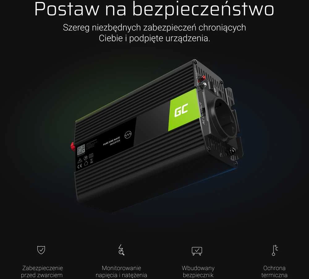 Green Cell Žalias Cell GREENCELL automobilio maitinimo keitiklis nuo 12V iki 230V 300W/600W gryno sinuso