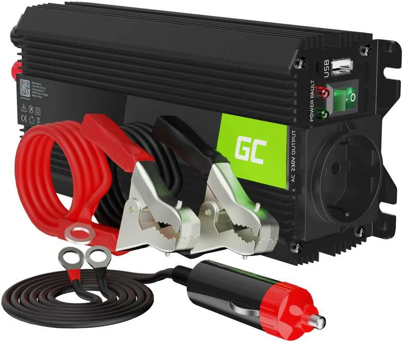 Green Cell Žalias Cell Žalias Cell® automobilio maitinimo keitiklio keitiklis nuo 24 V iki 230 V 500 W / 1000 W su USB