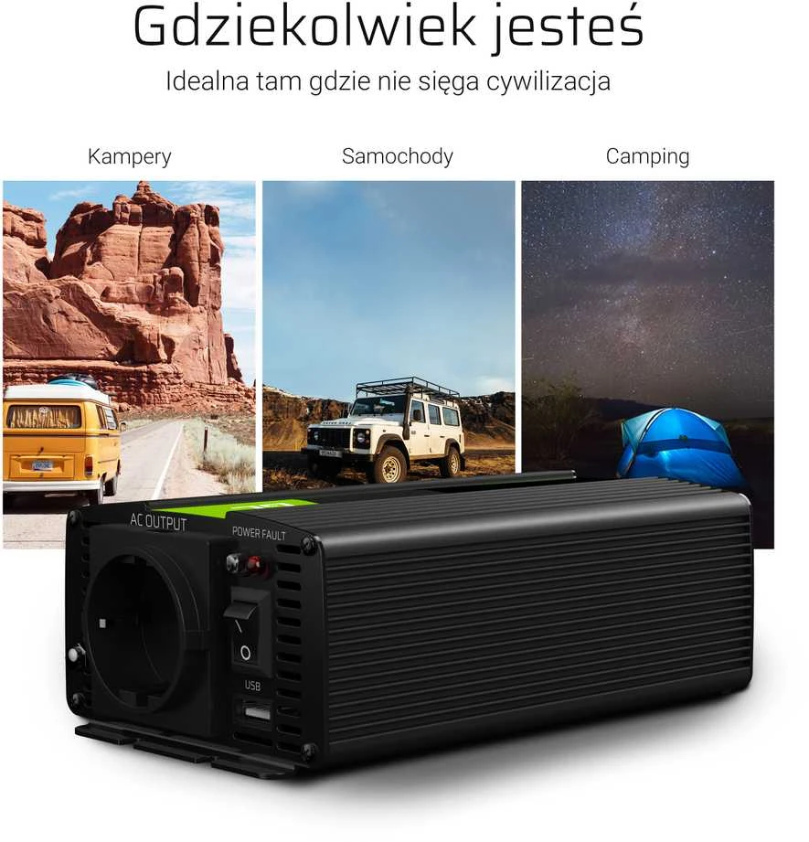 Green Cell Žalias Cell Inverteris 12V/230V 1000W/2000W Sinusinė išėjimo įtampa Žalias Cell