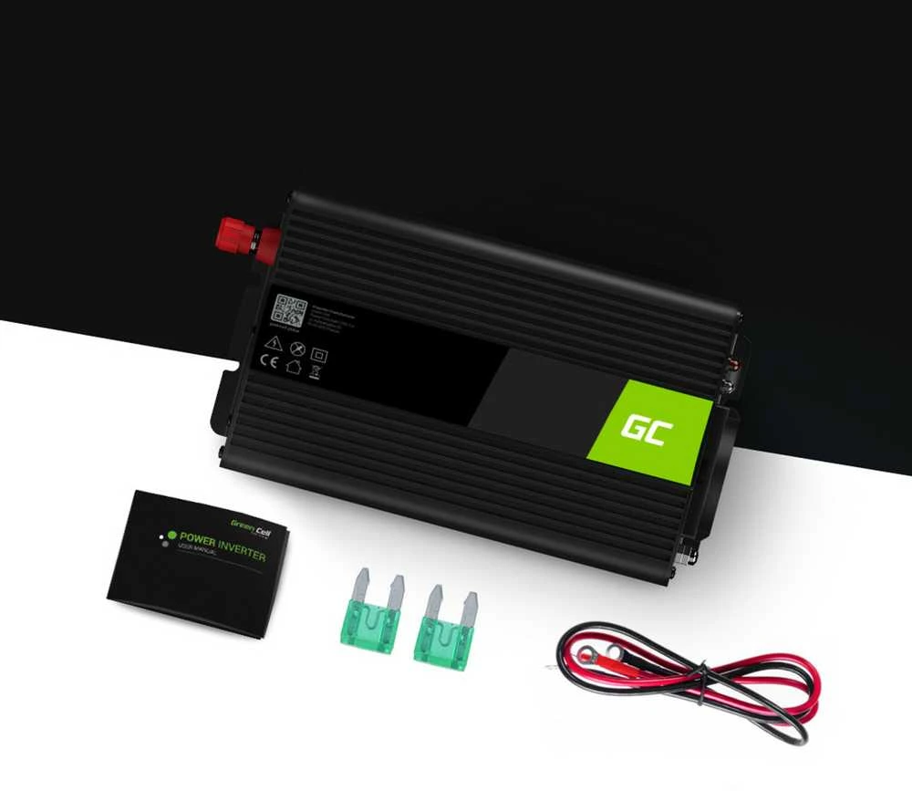 Green Cell Žalias Cell Inverteris 12V/230V 300W/600W sinusinė išėjimo įtampa Žalias Cell su UPS funkcija