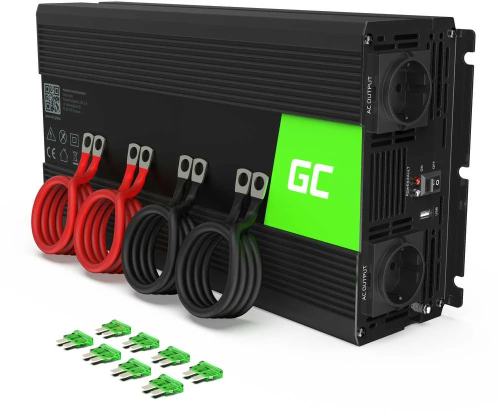 Green Cell Žalias Cell Inverteris 12V/230V 3000W/6000W Sinusinė išėjimo įtampa Žalias Cell