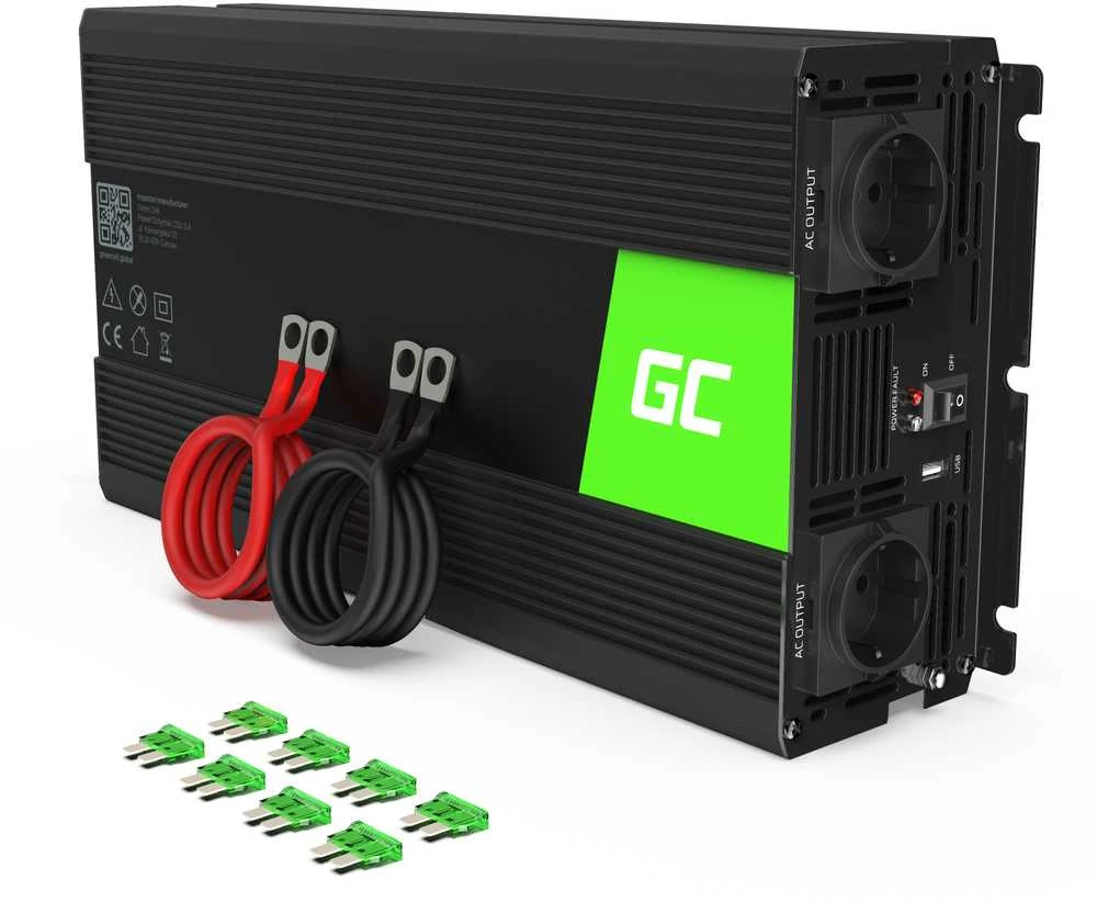Inverteris 12V/230V 1500W/3000W sinusinė išėjimo įtampa Green Cell
