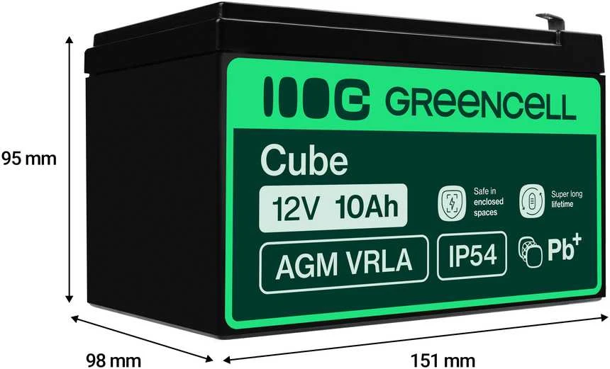 Green Cell Žalias Cell Žalias CELL Baterija AGM VRLA 12V 10Ah