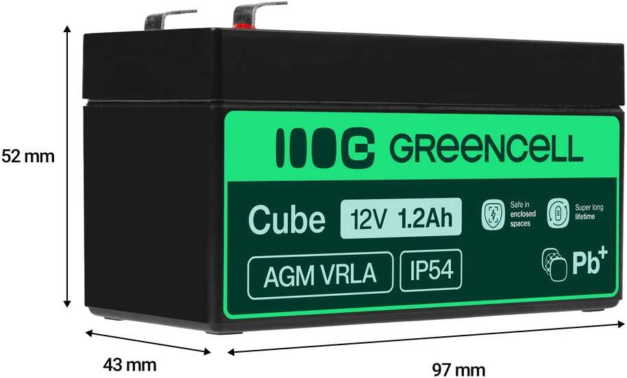 Green Cell Žalias Cell Žalias CELL Baterija AGM 12V 1.2 Ah