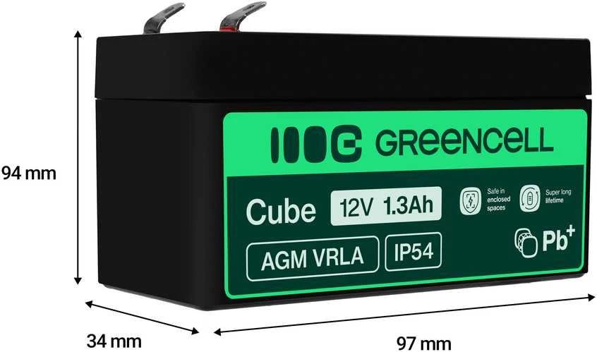 Green Cell Žalias Cell Žalias Cell AGM VRLA akumuliatorius 12V 1.3Ah