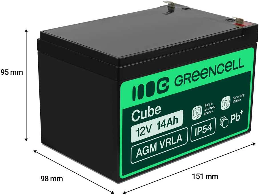 Green Cell Žalias Cell® AGM 12V 14Ah VRLA akumuliatoriaus (AGM08)