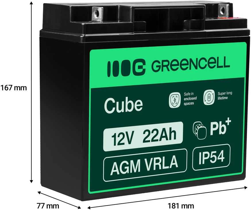 Green Cell Žalias Cell GreenCell® AGM 12V 22Ah VRLA Baterija Gel gilaus dviračio motorolerio vejapjovės valčių barža vejapjovė traktoriaus žvejybos valtis