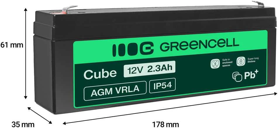 Green Cell Žalias Cell Žalias CELL Baterija AGM 12V 2,3 Ah