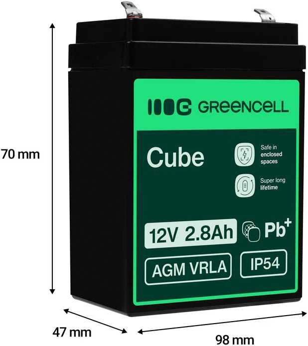 Green Cell Žalias Cell Žalias Cell AGM VRLA akumuliatorius 12V 2.8Ah