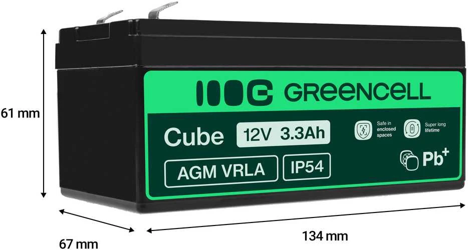 Green Cell Žalias Cell Žalias CELL Akumuliatorius AGM 12V 3,3 Ah