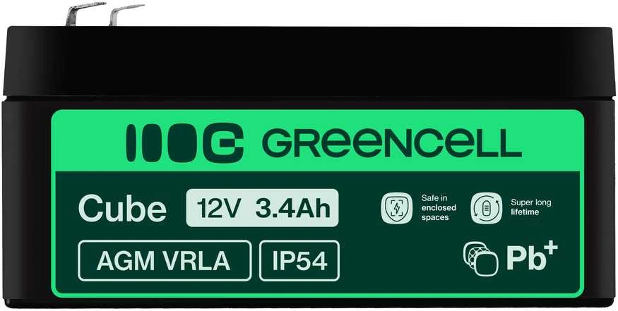 Green Cell Žalias Cell GREENCELL akumuliatorius AGM VRLA 12V 3.4Ah