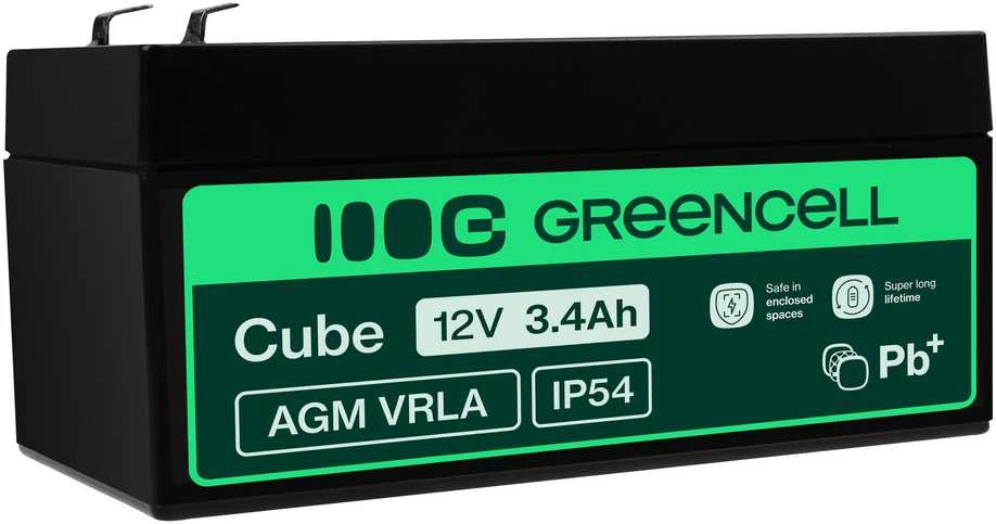 Green Cell Žalias Cell GREENCELL akumuliatorius AGM VRLA 12V 3.4Ah