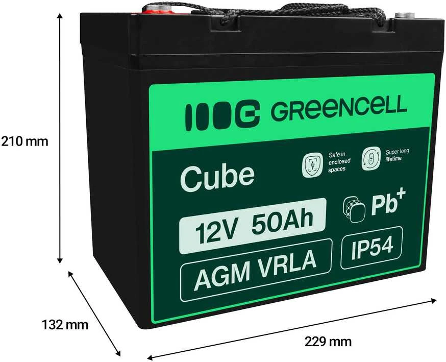 Green Cell Žalias Cell GREENCELL AGM 12V 50Ah VRLA Baterija Gel deep cycle